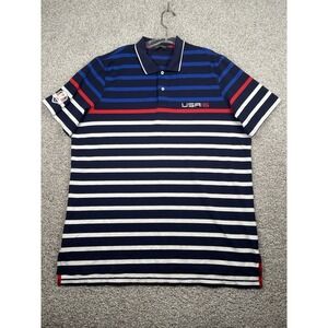 Polo Golf Ralph Lauren Shirt Polo Mens XL Blue Striped Ryder Cup 2016 USA